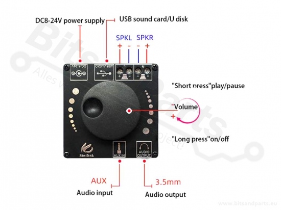 Audio amplifier Bluetooth Audio player XY-AP15H 20W stereo